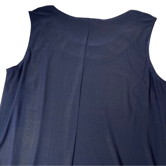 R & M Richards Size 16W Navy Blue Sleeveless Flyaway-Airbrush Necklace Dress EUC - Picture 10 of 14
